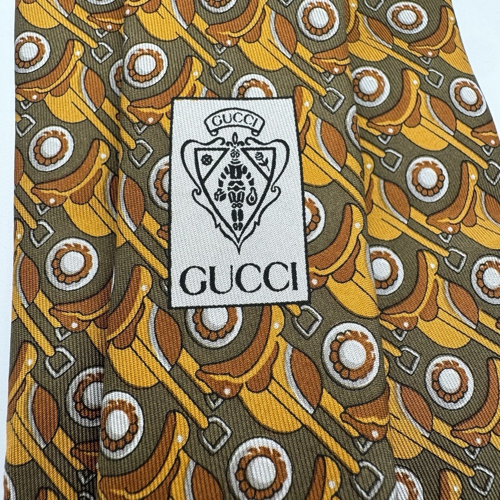 VTG‎ Style Gucci Italy Made Tie Horse Equestrian Theme Saddle - Picture 7 of 7